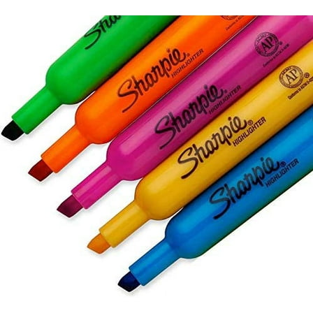 Sharpie Accent Tank-Style Highlighters, 5 Colored Highlighters (Choose Multi Colored or Fluorescent Yellow)