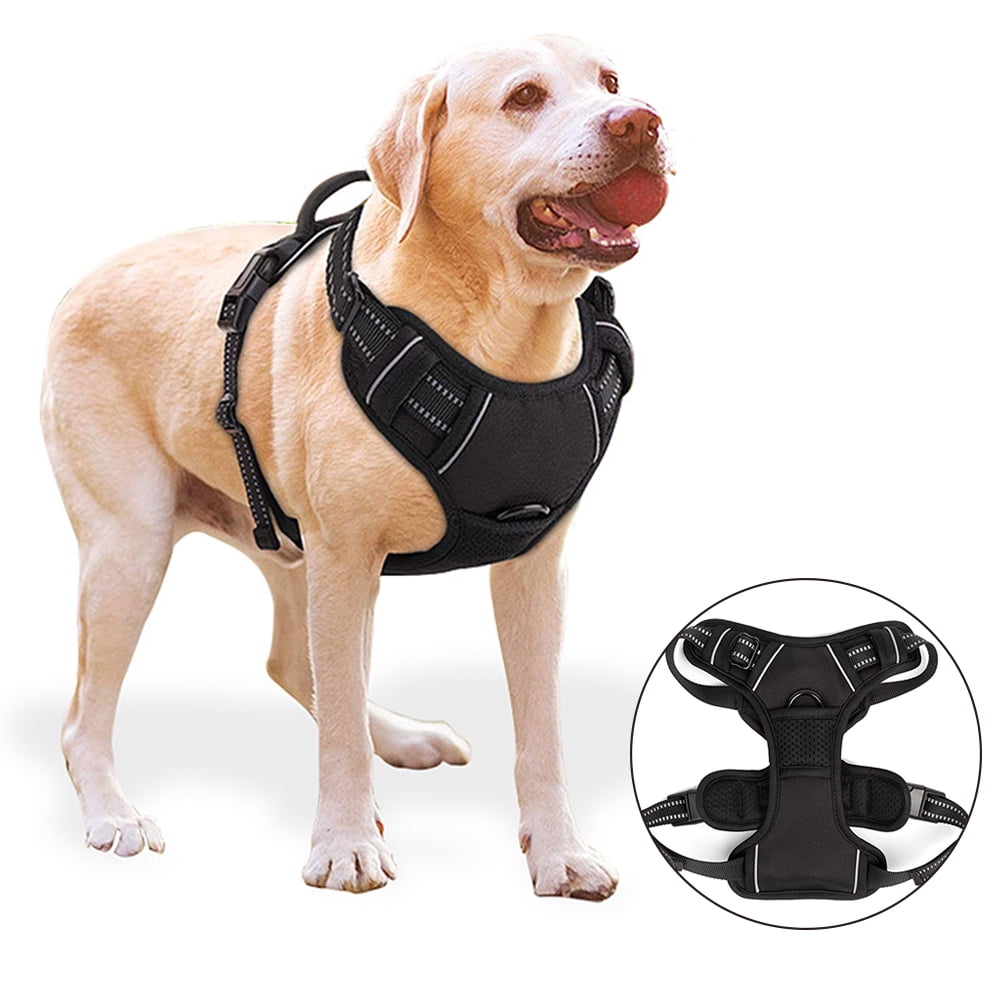 Dog Harness with Easy Control Handle No Pull Pet Harness with 2 Leash Clips Adjustable Soft Padded Dog Vest Reflective No Choke Pet Oxford Vest Black XL Walmart