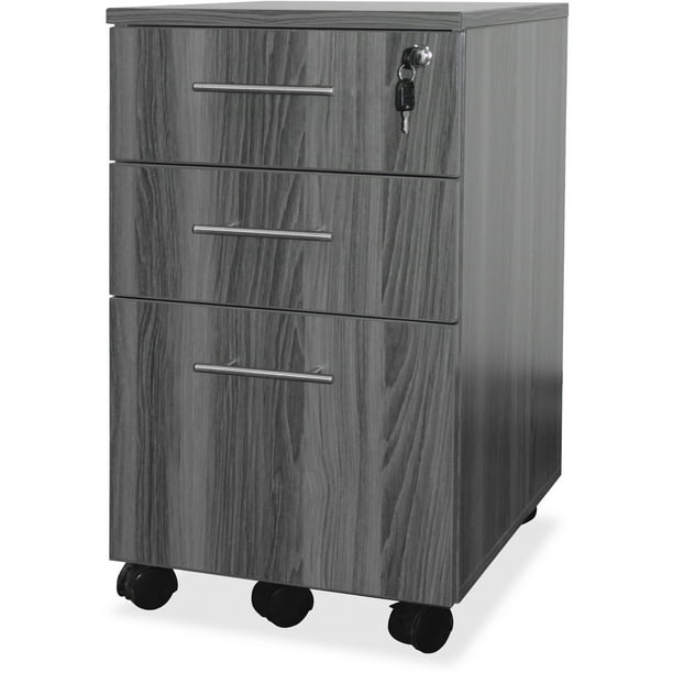3 Drawers Vertical Wood Composite Lockable Filing Gray