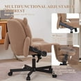 thumbnail image 3 of Criss Cross Chair with Cute Shape, Wide Seat Ergonomic Cross Legged Office Chair with Wheels and Arms, Adjustable  Swivel Desk Chairs for Home Office, Vanity, Apartment, Bedroom, Khaki, 3 of 9