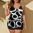 thumbnail image 2 of Qingpeng Women's Plus Size Swimdress Print 2 Pieces Tankini Swimsuits Womens Stripe Bathing Suits Swim Top Shorts, 2 of 6