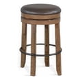 thumbnail image 2 of Yael Swivel Backless Barstool Set of 2, Gray Faux Leather, Brown Wood, 2 of 7