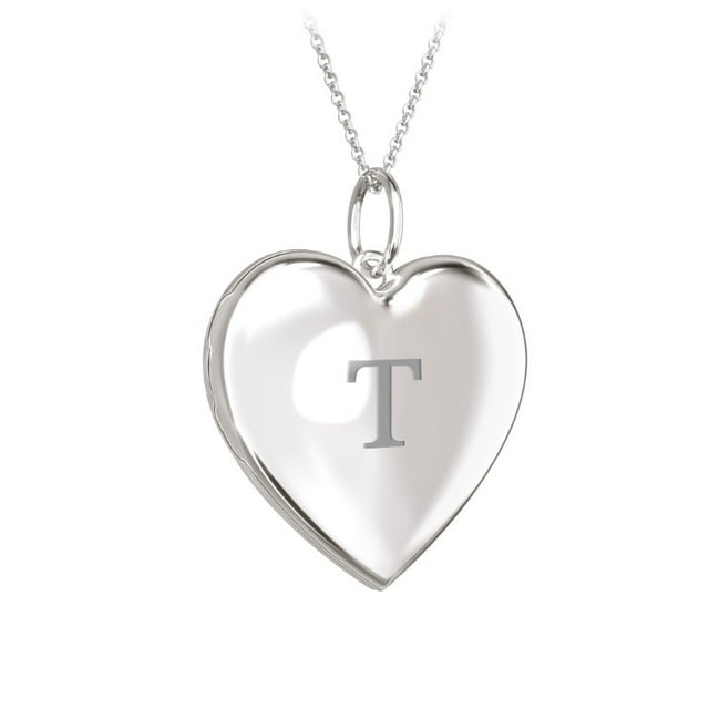 Initial Heart Locket Necklace in 10K White Gold