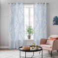 thumbnail image 4 of Light Blue Botanical Kitchen Curtains Window Panels, Pastoral Elegant Spring Floral Insulated Window Treatment Curtain, Grommet Curtains for Bedroom/Living Room/Bathroom, 2 Piece 42"Wx84"L, 4 of 8