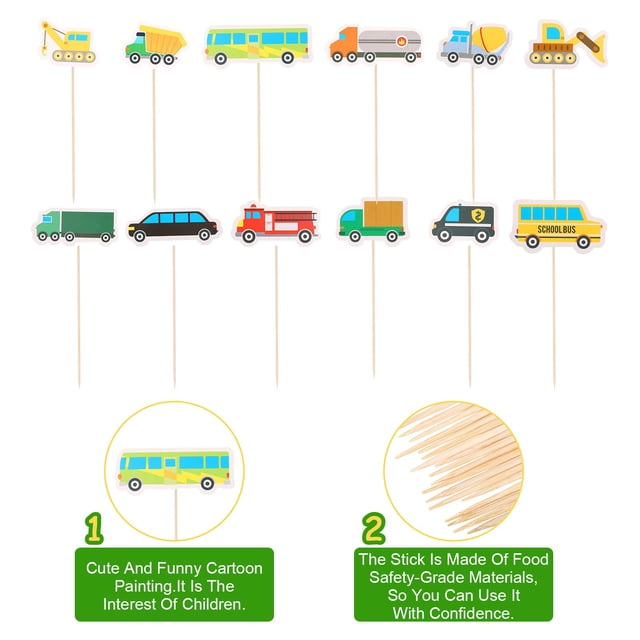 Naiovety 18 unidades/juego de selecciones de comida para vehículos, lindas y versátiles, para niños, adecuadas para todas las ocasiones, Kits de decoración para fiestas