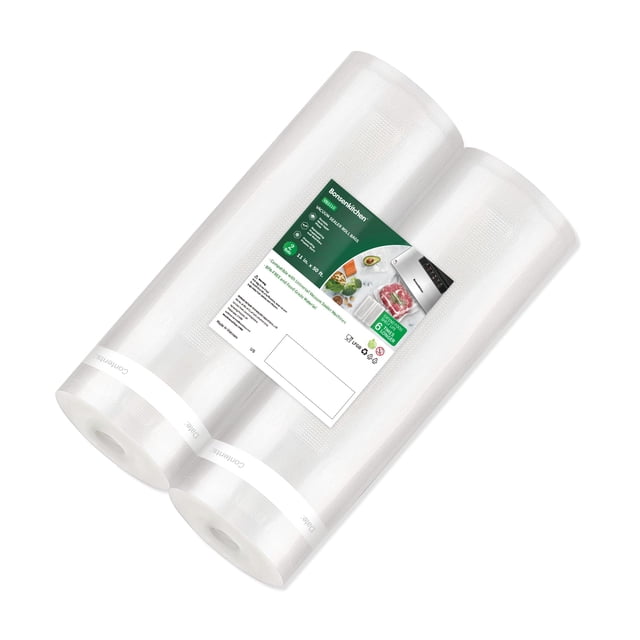 Bonsenkitchen Vacuum Sealer Bags, 11 in x 50 ft Rolls 2 Pack Food Vacuum Storage Bags, BPA Free, Food Grade, Customized Size Vcuum Bag for Vac Storag