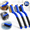 Blue, variant on WUSI Wire Brush Set 3Pcs - Nylon/Brass/Stainless Steel Bristles with Curved Handle Grip for Rust, Dirt & Paint Scrubbing with Deep Cleaning – 7 Inches (Blue)