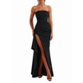 thumbnail image 2 of Women'S Strapless Tube Dress Backless Ruched Split Bodycon Cocktail Maxi Dresses Black L, 2 of 8