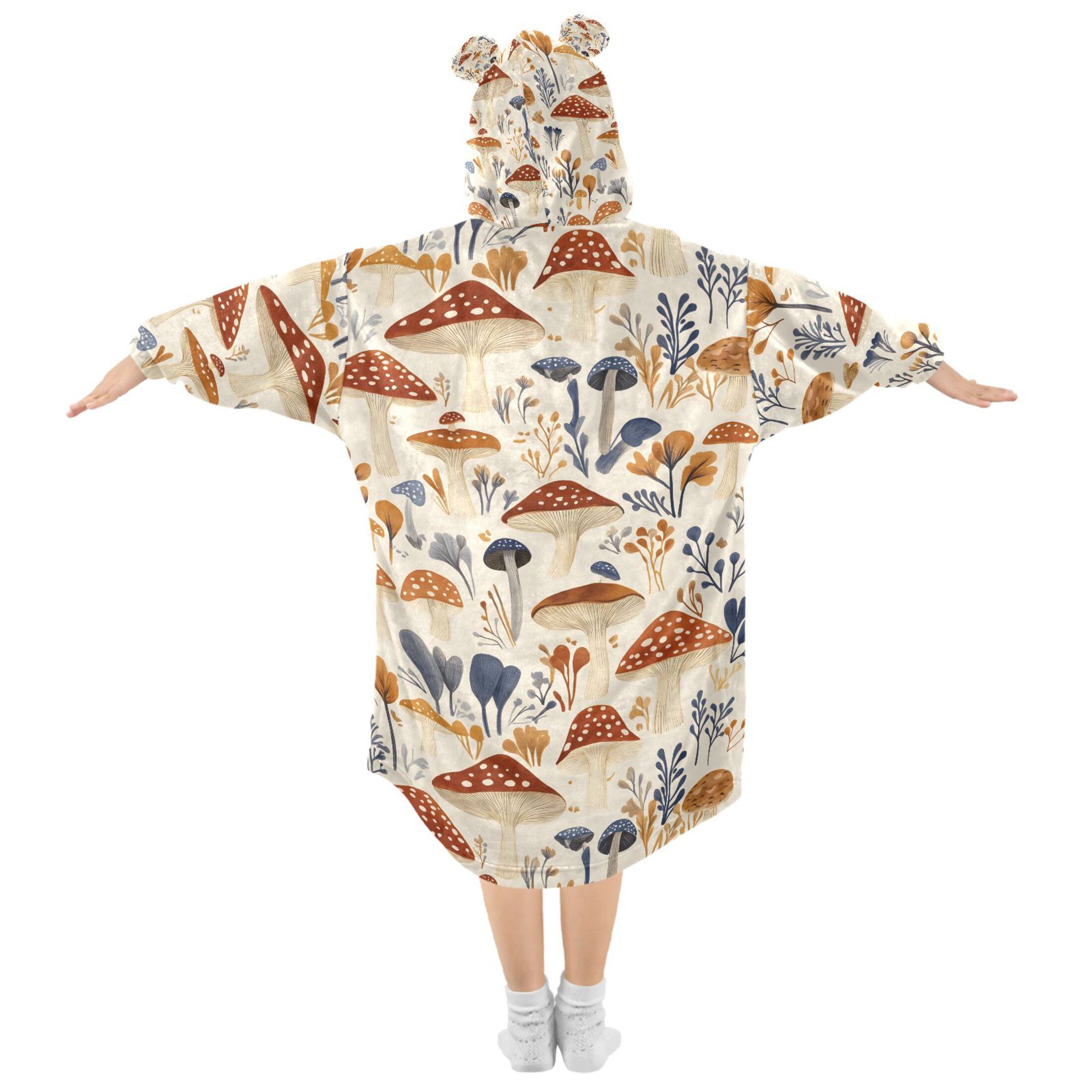 joogoo Blanket Hoodie for Mushrooms Pattern Oversize Sweatshirt 3-14 YR L
