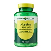 Spring Valley L-Lysine Amino Acid Supplements, 1000 mg, 100 Count