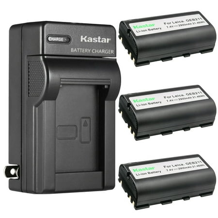 Kastar 3-Pack Battery and AC Wall Charger Replacement for Leica VIA ATX900 ATX1200 ATX1230 CS10 CS15 GS20 GNSS receiver GPS900 GPS1200 GRX1200 GX1200 Survey Equipment Total Station model