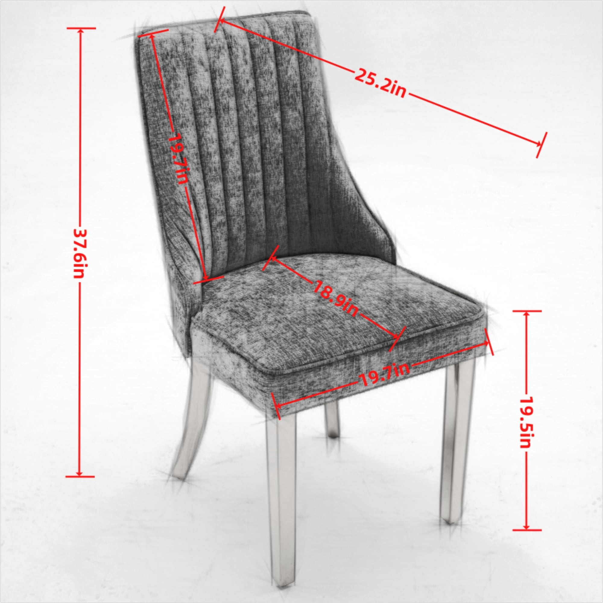 Aukfa Modern Chenille Dining Chairs Set of 2, Upholstered Kitchen Side Chair Accent Chair w/ Golden Steel Legs,Beige