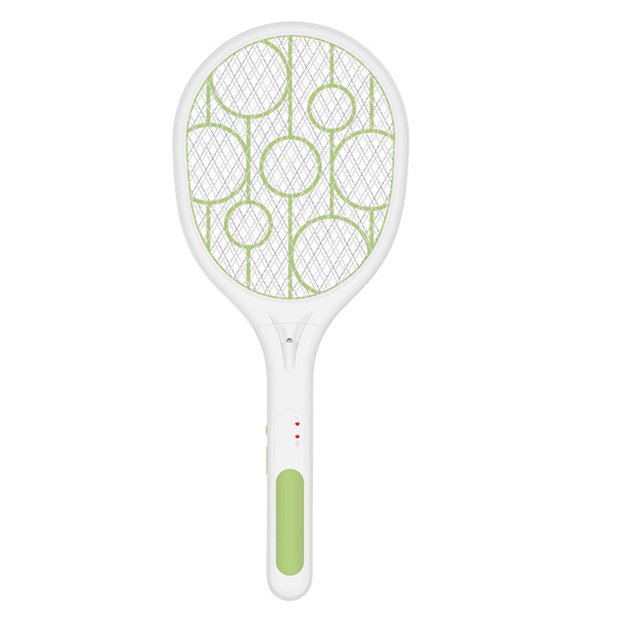 Injueey Raqueta de mano para plagas con mango largo, ergonómica, eléctrica, recargable por USB, con luz LED, suministros para el hogar al Repelente de insectos y plagas Verde