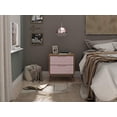 thumbnail image 2 of Manhattan Comfort Rockefeller Mid-Century Modern 2 Drawer Bedroom Nightstand, 20.08", Nature/Rose Pink, 2 of 5
