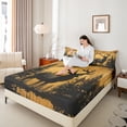 thumbnail image 4 of Homewish Wildlife Deer 4-Piece Full Size Sheets For Kids Children Teens,Woodland Animal Bed Sheets,Black Brown Lightweight Sheet Sets,Luxury Bedroom Decor, 4 of 7
