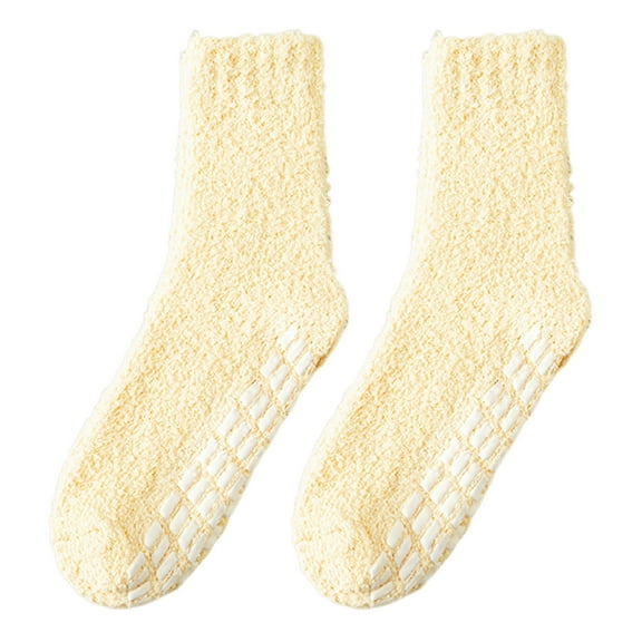 HUANLEDASH 1 Pair Non-Slip Fuzzy Cozy Socks Super Soft Non-Fading Cold Protection Winter Warm Fluffy Sleep Socks for Women
