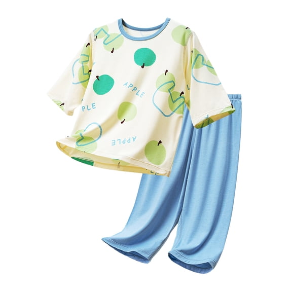 Toddler Boy Outfits Cartoon Print Short Sleeve Crew Neck T-Shirt Top And Trousers 2 Piece Loungewear Boys' Clothing Sets Size 18-24 Months