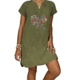 thumbnail image 2 of Robes Grande Taille pour Femmes Imprimé Cœur Col en V Mini Robe Ample Fendue sur le Côté Manches Courtes Robe d'Été, 2 of 6