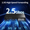 thumbnail image 2 of 2.5GbE Switch 2.5GBASE-T 4 Port 2.5G RJ45 with 2 Port 10G SFP+ Fanless Plug and Play,Network Switch Desktop Wall US Plug, 2 of 6