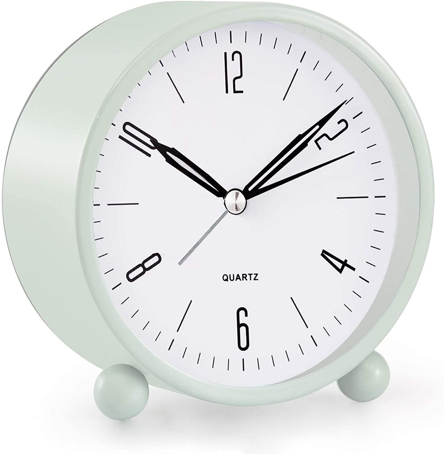TRAVEL ANALOG DESK ALARM CLOCK 4 COLOR ROUND AA BATTERY OPERATED BEDROOM 