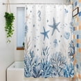 thumbnail image 6 of Ocean Starfish Shower Curtain, Nautical Coastal Sea Jellyfish Seahorse Coral Seaweed Seashell Waterproof Shower Curtain Set with 12 Hooks Lightweight Bath Curtains Fabric Bathroom Decor 36x72 Inches, 6 of 9