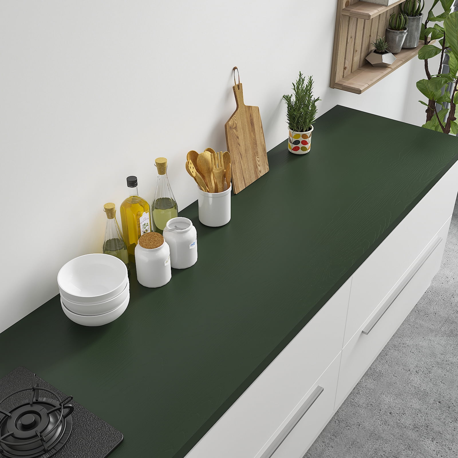 CHIHUT Green Wood Contact Paper for Countertop Waterproof Removable Faux Wood Wallpaper Peel and Stick Green Grain Wall Paper for Kitchen Green Grain Vinyl Roll for Bathroom Furniture 17.7"x236"