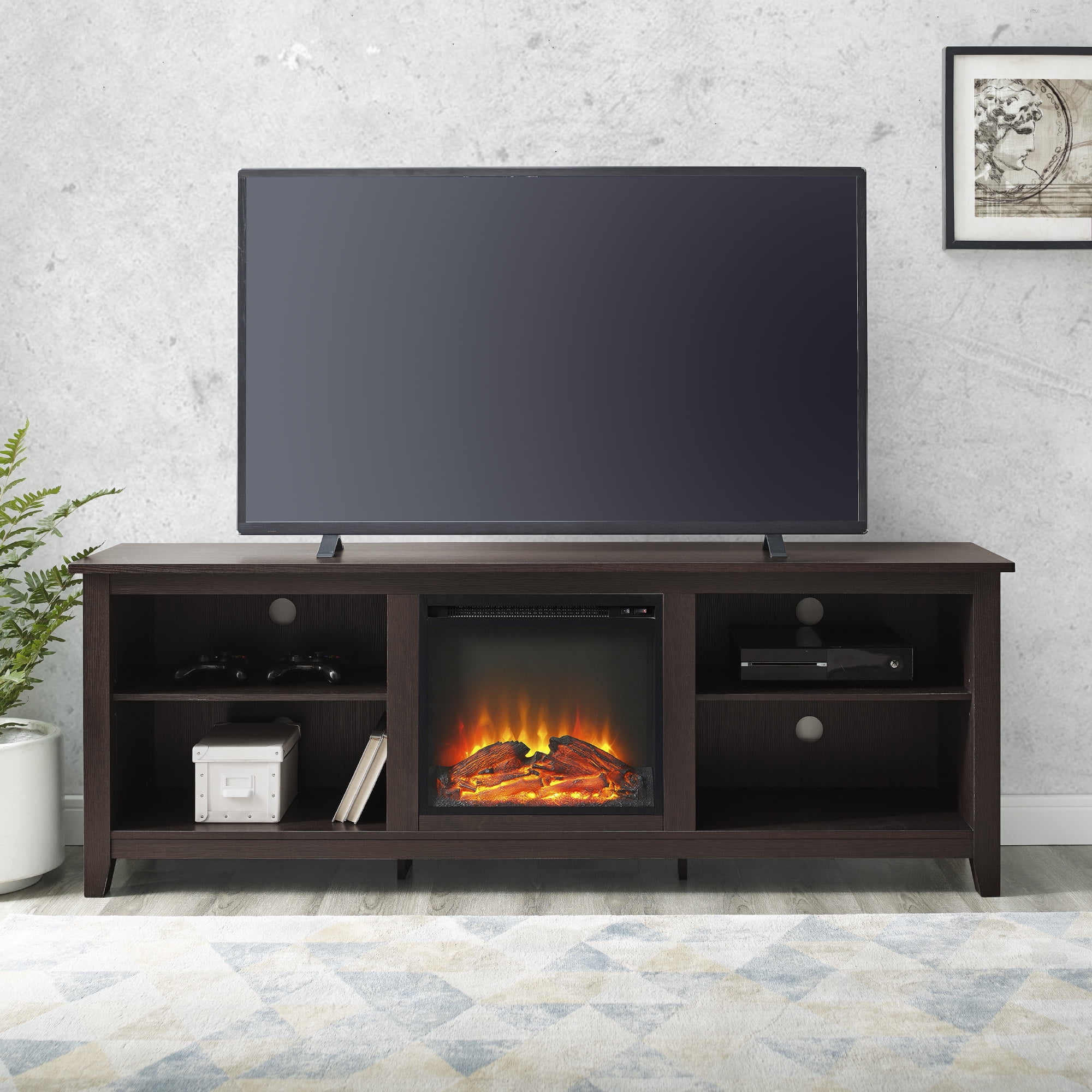 Walker Edison Traditional Fireplace TV Stand for TVs up to ...