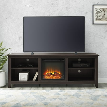 Woven Paths Open Storage Fireplace TV Stand for TVs Up to 80", Espresso