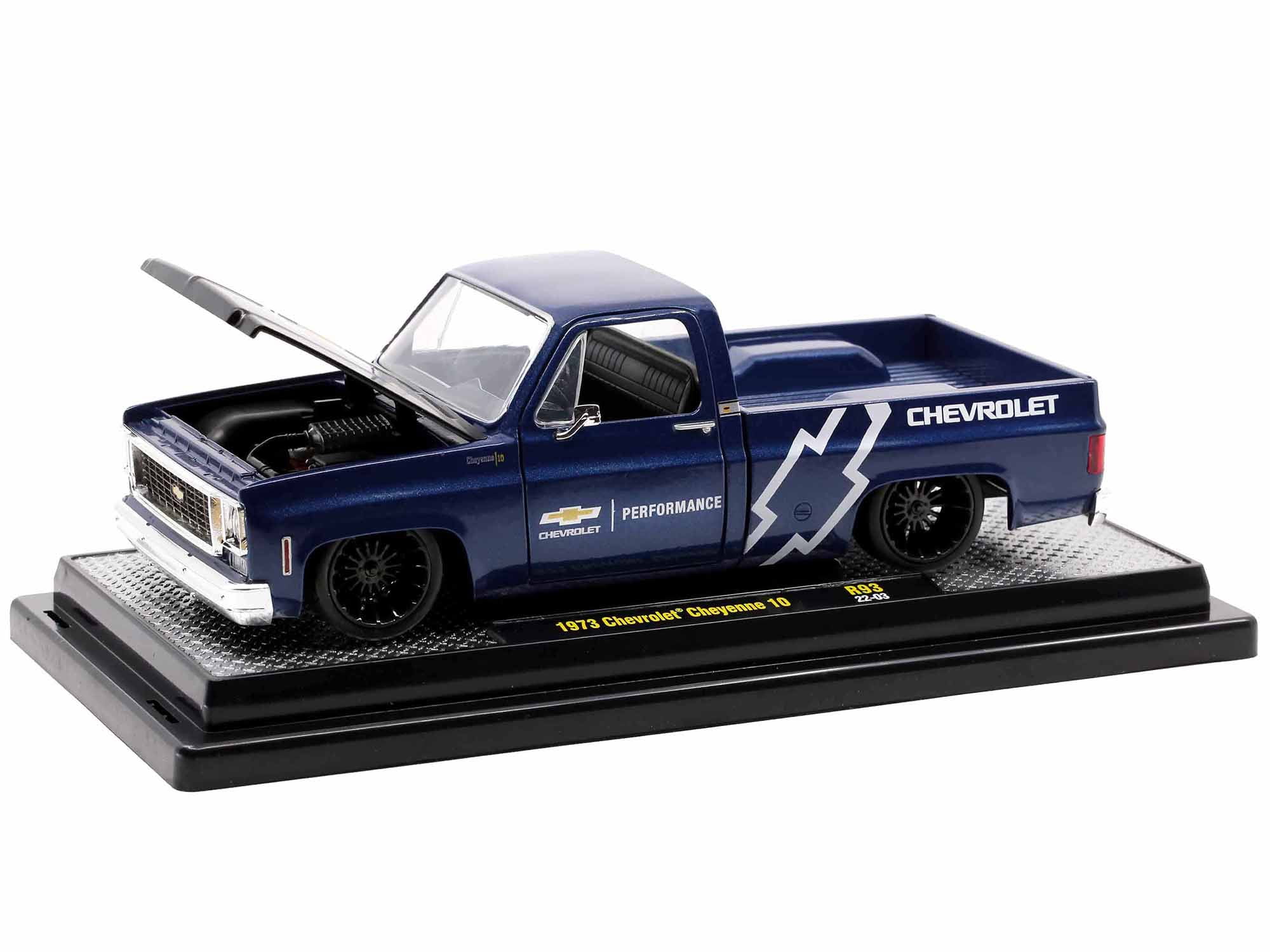 1973 Chevrolet Cheyenne 10 Truck Dark Blue Metallic with Black