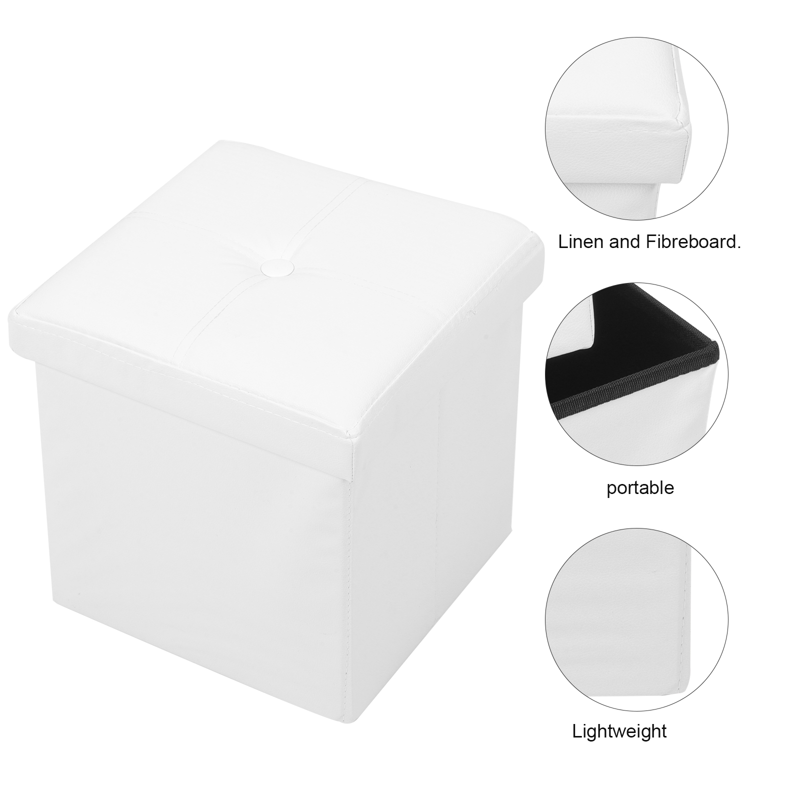 WHAMVOX Beige Linen Box for Toys Storage Sturdy Lightweight Portable Foldable 27L