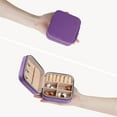 thumbnail image 4 of REGALWOVEN Travel Jewelry Box, Small Portable Plush Velvet Jewelry Organizer Case Storage for Girls Gifts Purple 10x10x5cm, 4 of 8