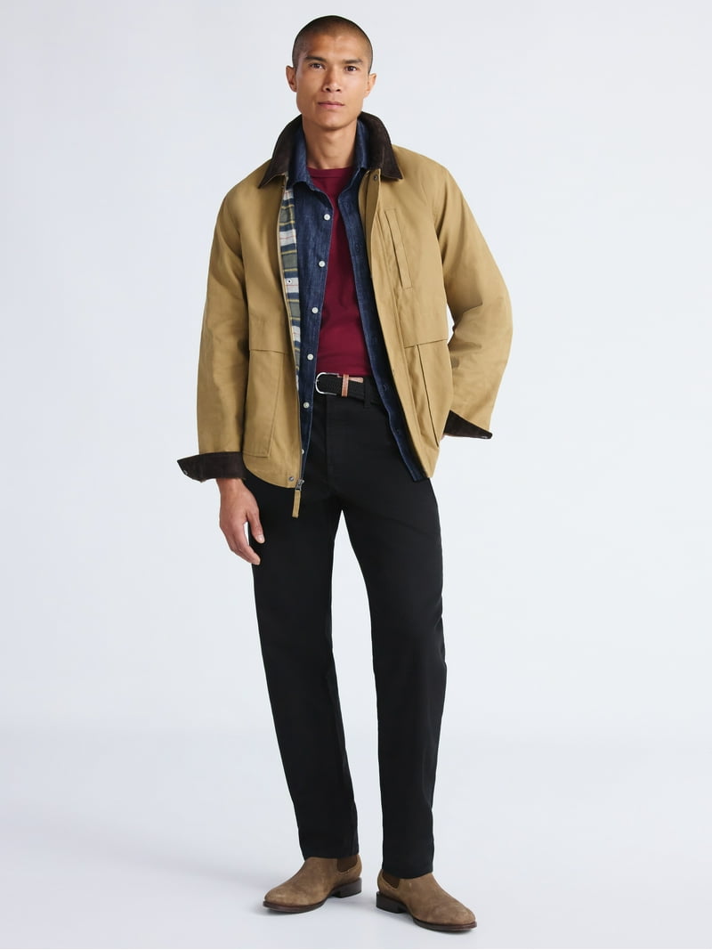 Free Assembly Men's Canvas Barn Jacket with Corduroy Collar, Sizes