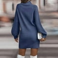 thumbnail image 3 of HAJWOH Sweater Dresses for Women Fall Long Sleeve Ribbed Knit Pullover Dresses Turtleneck Bodycon Fashion Fall Mini Sweaters Dresses Blue XXL, 3 of 4