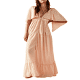 thumbnail image 1 of Robe de Grossesse en Jacquard à Col en V et Manches Cape pour Futures Mamans, 1 of 6