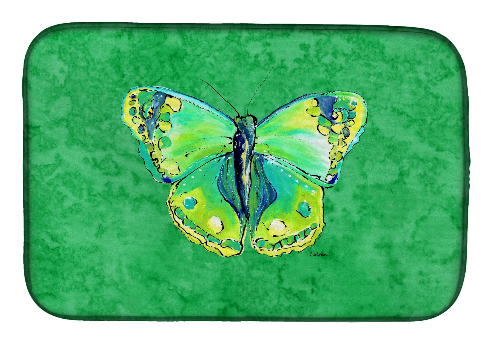 Butterfly Green on Green Dish Drying Mat
