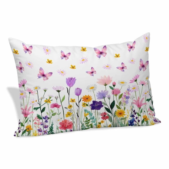 Spring Floral Pillow Protectors with Zipper Standard Size, Butterflies Botanical Farmhouse Soft Brushed Microfiber Breathable Throw Pillow Covers, Decorative Pillowcase for Couch Sofa Bedroom 20"x26"