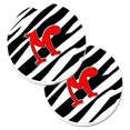 thumbnail image 1 of Monogram Initial m Zèbre Rouge Ensemble de 2 Porte-Gobelets sous-Verre de Voiture, 1 of 1