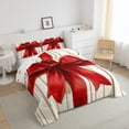 thumbnail image 3 of Feelyou Red Xmas Bowknot Full Size Comforter Sets, Christmas Gifts Bedding Comforter Set, Geometric Stripes Reversible Bedding Sets, Breathable Home Decor,3 Pieces, 3 of 8