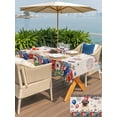 thumbnail image 5 of Outdoor Tablecloth with Umbrella Hole for Patio/Picnic/Party/Camping, 4th of July Waterproof Table Cloth Rectangle Table Cover Washable, Independence Day Patriotic Flowers Dogs Beige (60"x 84"), 5 of 9