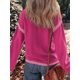 thumbnail image 4 of Suéteres para Mujer, Cuello Redondo Liso, Corte Holgado, Larga, Punto en Contraste, Jersey, Tops Rosa Roja M, 4 of 8