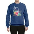 thumbnail image 2 of Wild Bobby, Cute Hearts and Flowers Blessed, Inspirational/Christian, Unisex Crewneck Graphic Sweatshirt, Vintage Heather Blue, 2XL, 2 of 3
