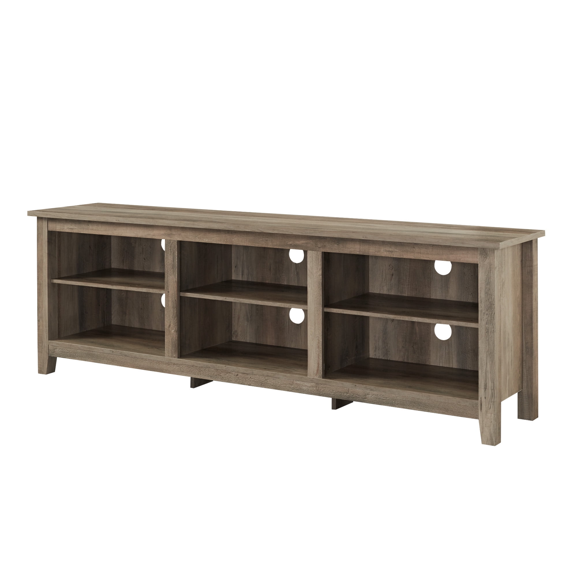 Woven Paths Open Storage TV Stand for TVs up to 80", Grey Wash
