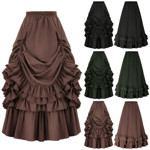 Jsaierl Women's Halloween Costumes Retro Medieval Victorian Goth Plus Size Dresses Cosplay Costumes Peasant Steampunk Ball Gown Renaissance Dress