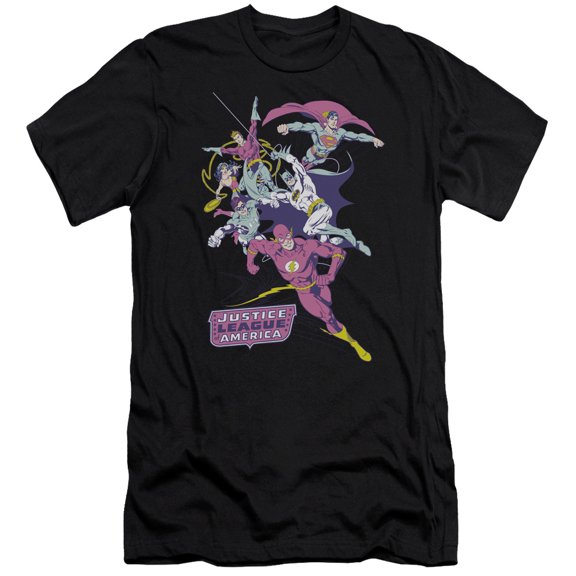 JLA Justice League CoLord of the Ringsful League Premium Canvas Adult Slim Fit 30/1 T-Shirt Black