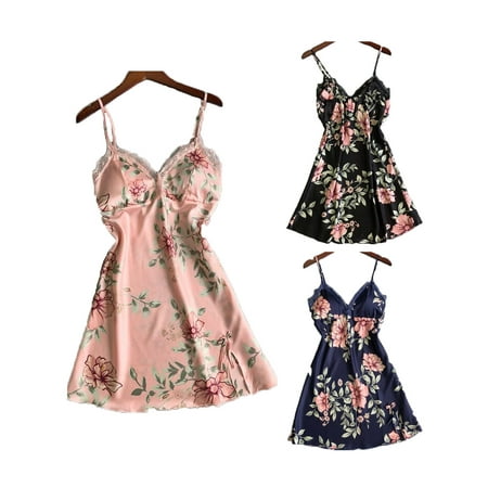 

Women Lace Satin Silk Strappy Nightdress Nightie Lingerie Pajamas Sleepwear