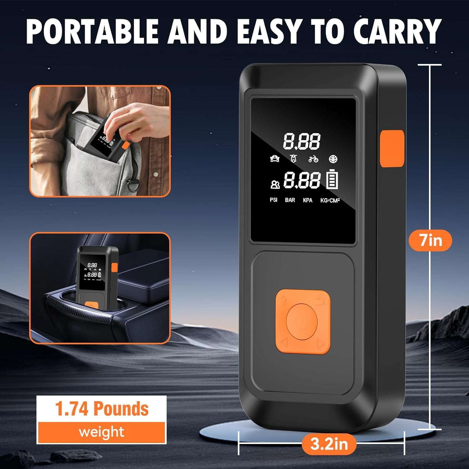 ERFKJE Jump Starter with Air Compressor,Cordless Portable Tire Inflator with Car Jump Starter 150 PSI Tire Air Compressor and Jump Starter Combo 12V/2000A for Car Tires