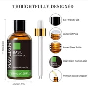MAYJAM 3.38 FL Oz Basil Essential Oil, Undiluted Aromatherapy Oil for Diffuser Humidifier, Home Care, DIY Candle Soap Making