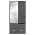 thumbnail image 2 of Pemberly Row Armoire à Double Porte Coulissante avec Miroir, Gris Foncé, 2 of 9