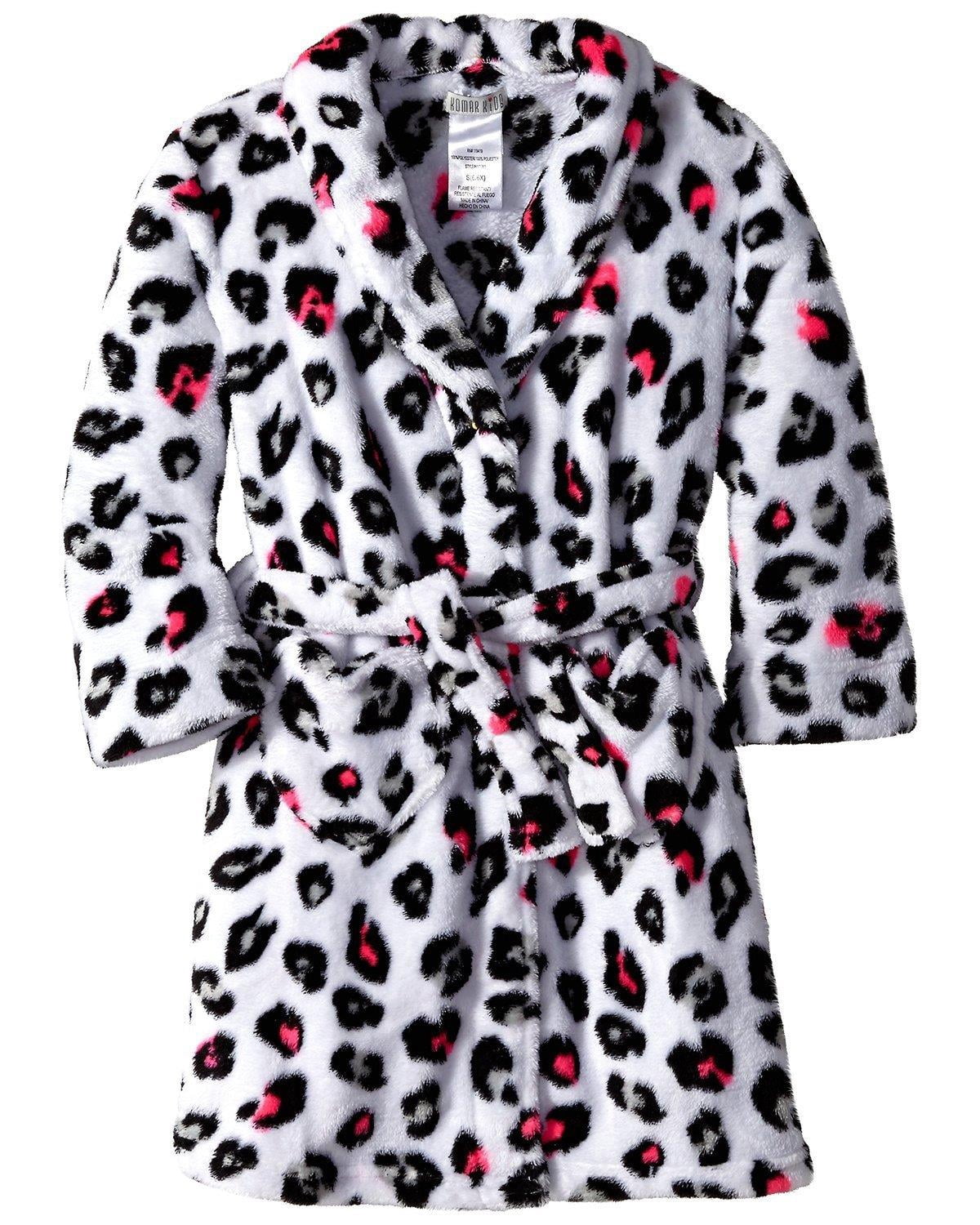 Leopard Robe Kid Komar Kids Girls Bathrobe Kids Plush Robe Velvet Sleepwear, Leopard ...