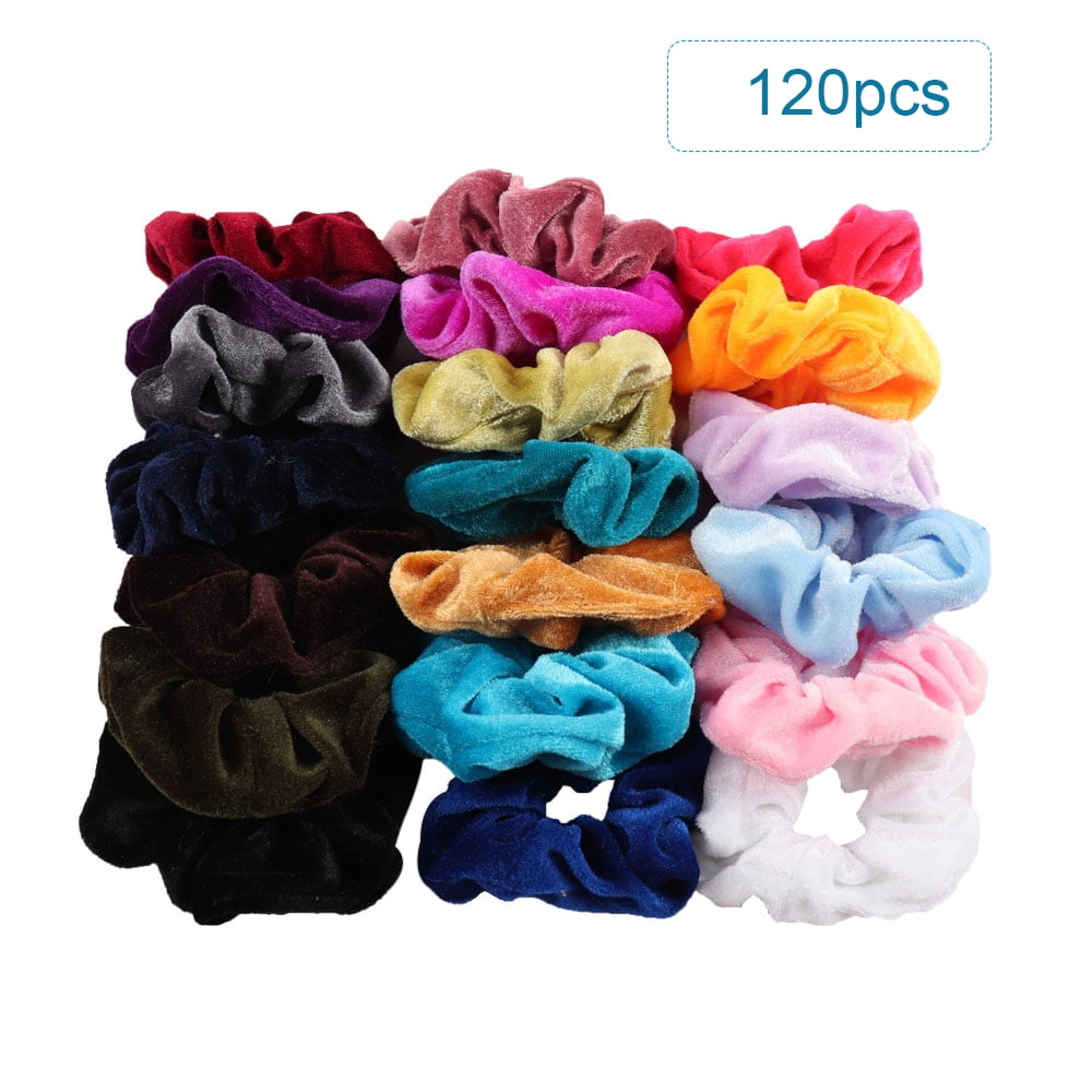120pcs Flannelette Elastic Hair Band For Women Headband Soft Scrunchies